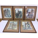 Five prints of London, to included Cleopatras needle and Govent gardens