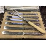 A boxed set of six sterling silver handled butter knives together with a sterling silver pickle