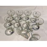 12 mid century Babycham glasses - with white fawn