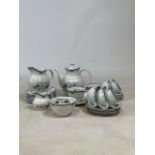 A tea set for six, Old Colony by Royal Doulton. Including teapot, cream and milk jugs, sugar bowl,