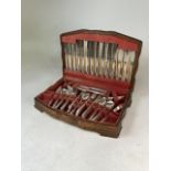 A canteen of Pedigree Plate cutlery by T.Turner & Co Sheffield. Eight place settings in a oak case.