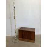 An onyx standard lamp also with a mid century cupboard with sliding doors.H:145cmW:70cm x D:38cm