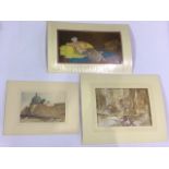 Three William Russell Flint prints. Unframed and in mounts. Largest W:34.5cm x H:24cm