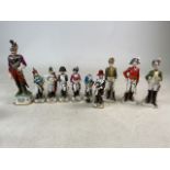 Ten ceramic French Cavalry officers (AF) Tallest: 32cm. Shortest: 19cm.