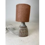A St Piran pottery table lamp. H:34cm with shade. H:18cm- base.