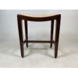 A Victorian mahogany piano stool with upholstered seat.W:46cm x D:36cm x H:52cm