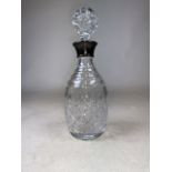 A sterling silver collared cut glass decanter by Laurence R Watson, Birmingham 1991H:29cm