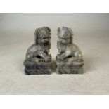 A pair of soapstone Dogs of Fo. H:15cm