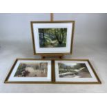 Albert E. Hurst (20th Century) three watercolours on paper in gilt glazed frames. W:52cm x H:43cm