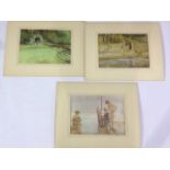 Four unframed Russell Flint prints in mounts. Dimension of largest W:34.5cm x H:24cm