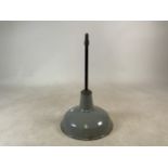 A 1930s Industrial painted grey metal lamp shade. Marked P1896. Shade dimensions W:36cm x