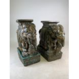 A pair of 1970s ceramic elephant side table/stoolsW:41cm x D:23.5cm x H:54cm