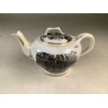 A transfer printed souvenir ceramic tea pot from BelleVue gardens. W:18cm x D:11cm x H:9cm