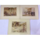 Three unframed Russell Flint prints. Largest is W:37.5cm x H:27.5cm