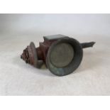 A railway metal carriage lamp. W:19cm x D:22cm x H:47cm