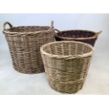Three wicker baskets. W:55cm x D:55cm x H:53cm