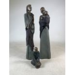 Three Soul Journeys resin figurines. Tallest: 53cm