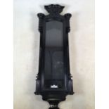 Decorative Ebonised clock case with figural carvings W:36cm x H:114cm