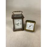 A carriage clock together with a Kienzle desk clock H:11cm