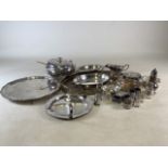 A large collection of silver plated items to include Walker and Hall.