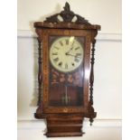 An inlaid Vienna regulator wall clock W:39cm x D:18cm x H:84cm