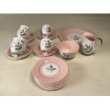 A Queen Anne Harvest Pink tea for six set, fine bone china