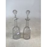 Pair vintage glass decanters