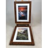 Pair of Cornish prints in chunky wood effect frames. Dimensions of frames W:36cm x D:3cm x H:46cm.