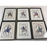 Six framed needleworks, the Knight, the Yeoman, the Franklin, the Squire, the Wyfe of Bath and the
