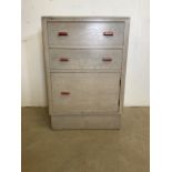 A Mid century G Plan E GOMME painted cupboard with drawers above.W:62cm x D:48cm x H:88cm