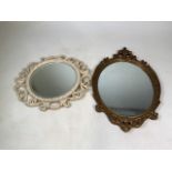 Two Rococo style mirrors; circular and oval shaped. W:56cm x H:51cm (circular)W:47cm x H:73cm (