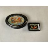 Two Russian lacquer boxes.