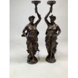 AFTER JEAN-LOUIS GREGOIRE (1840-1890); a pair of late 19th early 20th century French patinated