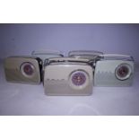 FIVE VINTAGE BUSH RADIOS, VTR103 & TR82 models in cream Bakelite and simulated leather. (5)