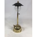 A Tilley table lamp with glass shade. Both lamp and shade are marked TilleyW:18cm x D:18cm x H: