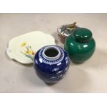 A mixed collection of ceramics to include two Oriental ginger jars and lidded bowl with bird