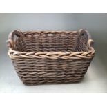 Edwardian wicker flower basket with wooden handles