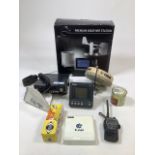 A collection of electronic boating items to include GPS Nav, radio mobile and a weather station
