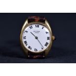 A Universal Geneve 18ct gold cased gentlemans wristwatch, oval 27mm case with white face and roman