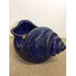A large shell planter, blue drip glazed terracottaW:64cm x D:47cm x H:39cm