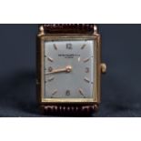 A gentleman's 18k gold Patek Philippe & Co manual wind wrist watch, , the rectangular dial signed