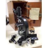 Early to mid 20th Century cased microscope with accessories by Ernst Leitz Wetzlar with bright field