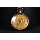 A 9ct gold ladies crown wind pocket watch, gold face with Roman numeral markers. 32mm case.