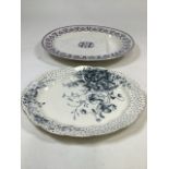 Two early 20th century transfer printed meat platters. Poppy design and Sicily design. Largest