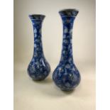 Two large modern Oriental style blue and white baluster shaped vases by Sia Home Fashion. H:68.5cm