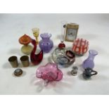 A collection of 20th century glass with small items of metalware, includes two pieces of Caithness