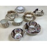 A collection of nineteenth century Staffordshire cabinet cups and saucers to include A Rockingham