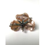 Tiffany style iridescent glass brooch