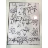 Richard DuPont. (1920-1977) Pen and pencil sketches of hunting scenes. Signed by artist