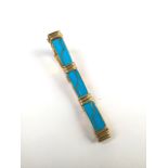 An Egyptian 18ct gold stamped enamel panel bracelet. 36g.